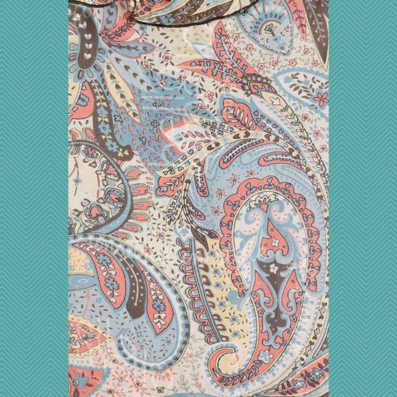 Esprit Paisley Printed 100% Silk Ruffle Sheer Blouse Fairy Y2K - Picture 2 of 5